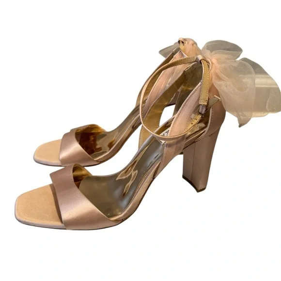 Badgley Mischka Kim Bow Satin Heel‎ Sandal Pink 8.5 - Picture 6 of 11